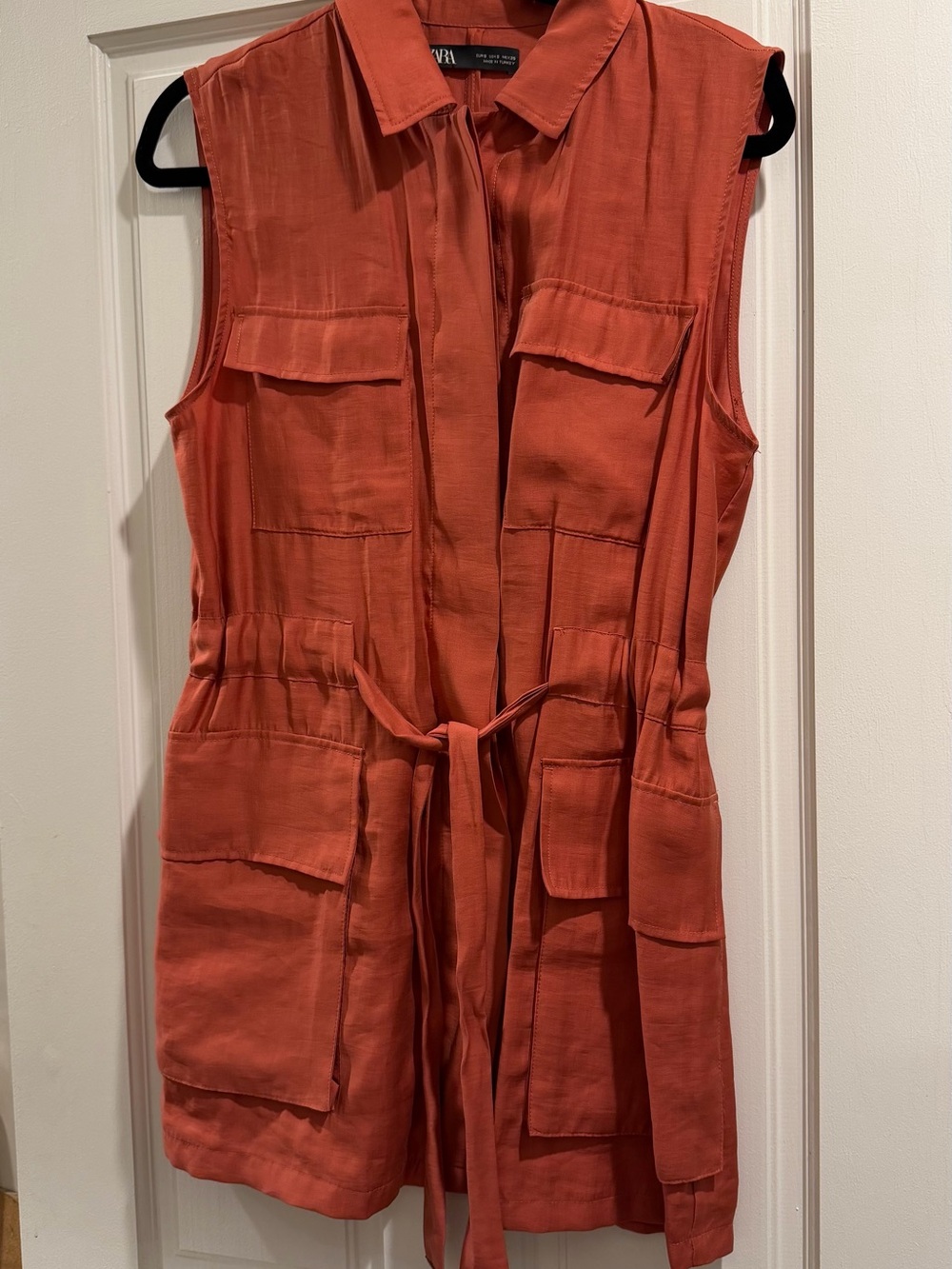 Zara Sleeveless Utility Dress in Terracotta